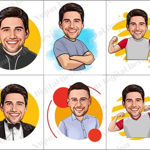 Cartoon Logo, One Person Custom Caricature, Personalized Digital Portrait, Custom Illustration, Funny Caricature, Cartoon Caricature