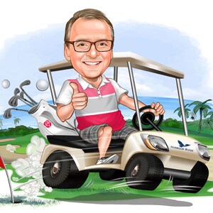 Personalized Golfer Design,Custom Caricature Portrait From Your Photo,Female Golfer Cartoon,Male Cartoon Birthday Gift,Digital Download