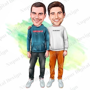 Personalisiertes Geschenk für Freunde, personalisierte Urlaub beste Freunde Karikatur, benutzerdefinierte Cartoon Freunde Karikatur, Porträt für Bruder, digitale Kunst
