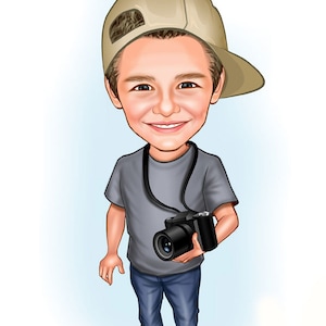 Custom Photographer Portrait, Personalized Photographer Birthday Kid Woman Man Retirement Gift Cartoon idea, Photographer, Digital Download