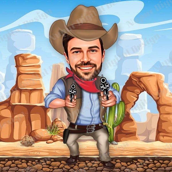 Cowboy Caricature Etsy