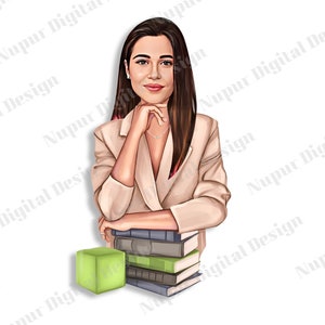 Business Woman Caricature, Boss Lady Cartoon, Personalized Gift, Cool Female Caricature, Gifts for Woman, Girl Boss, Digital Download