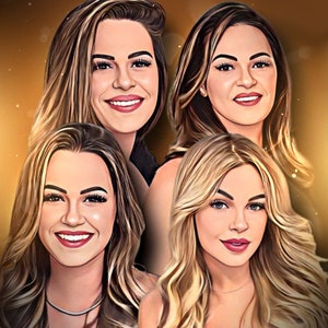 Aangepaste vrienden cartoon, cadeaus voor vrienden, karikatuur portret, gepersonaliseerd cadeau, vrienden karikatuur, digitaal portret, reizen, cartoon kunst