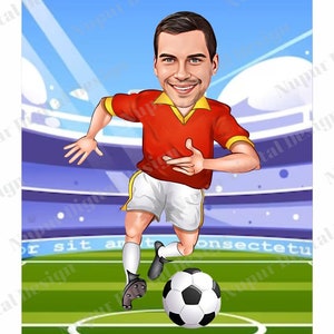 Football Player Digital Portrait for Men, Football Player Gift, Football Player Caricature from Photo, Funny Football Player Cartoon Drawing
