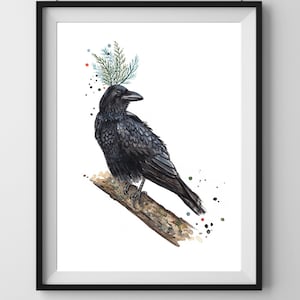 Crow - watercolor crow - watercolor bird - bird art - crow art - crow illustration - whimsical crow - crow print - Cuervo - wall art