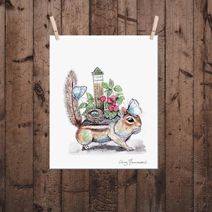 Melissa Loves Food - Chipmunk Art - Cute Illustration