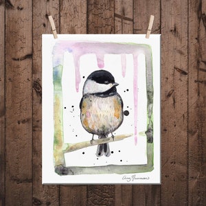 Black-caped Chickadee - bird painting - chickadee art - birds lover