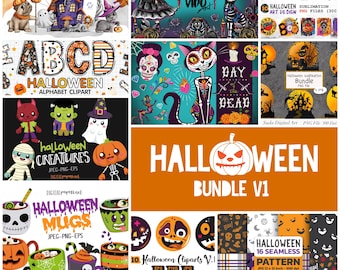 Best Halloween Clipart and Graphics Bundle With Retro, Vintage & Sublimated Designs - v1
