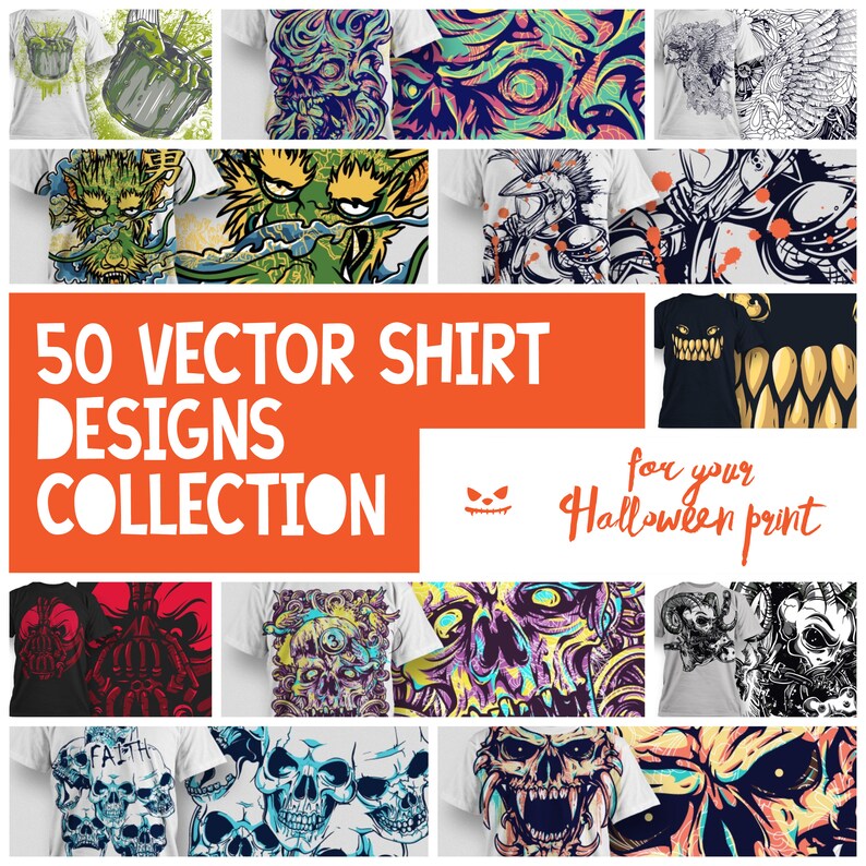 50 Legendary Monster Graphics for Your Halloween Shirt Print on Demand Designs for Your Apparel
