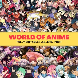 World of Anime Print-On Demand Artful Art Bundle with Hundreds of Editable Anime Collective For Your Graphics Designing Needs