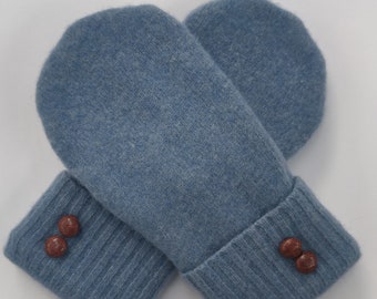 Cozy Light Blue Wool Sweater Mittens