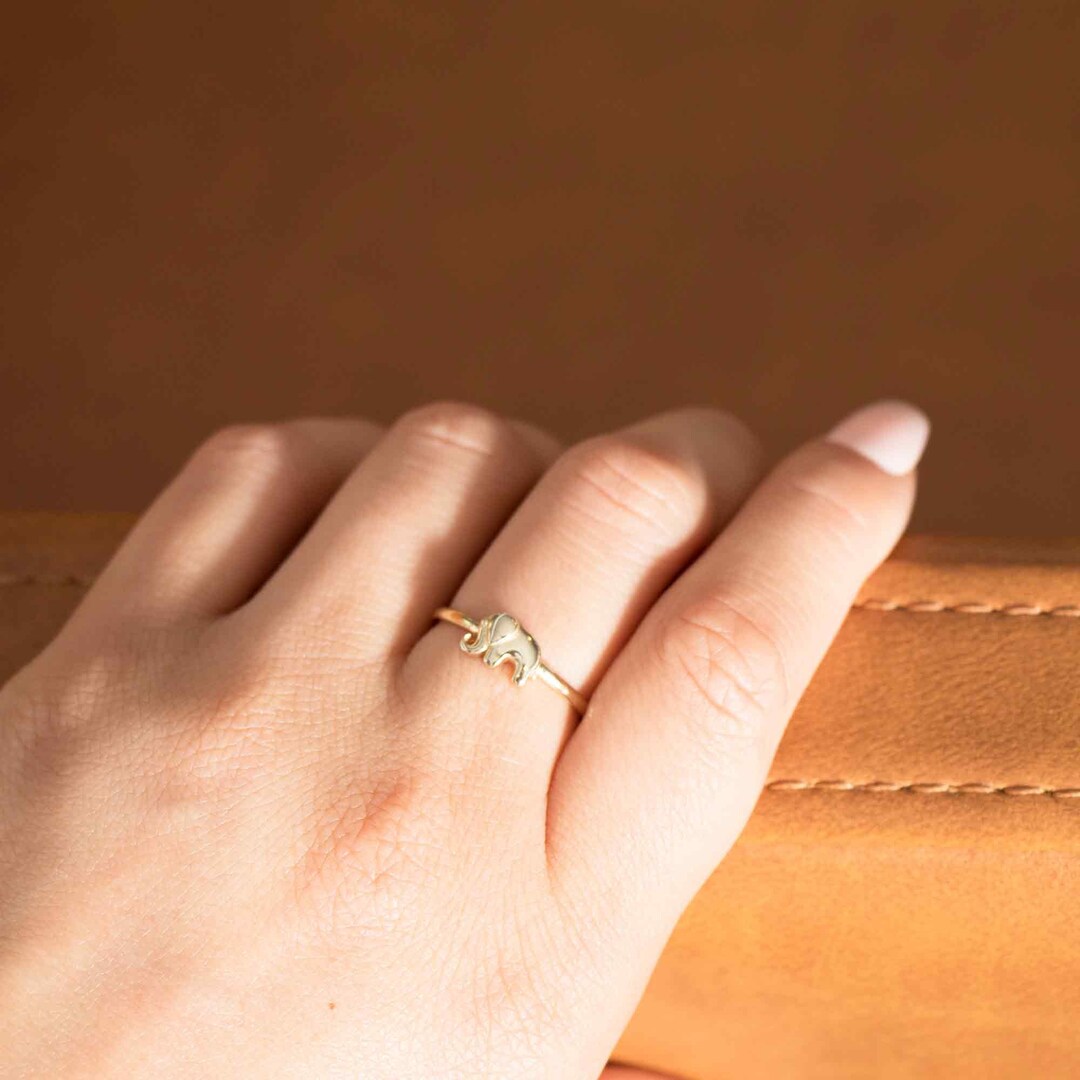 Solid Gold Elephant Ring, 14K Gold Elephant Ring for Women, Luck Ring, Real Gold Animal Ring