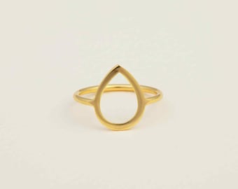 14K Gold Filled Stacking Ring, Geometric Ring, Dainty Gold Filled Ring, Simple Ring,  Boho Ring, Minimalist Rain Drop Ring