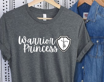 Warrior Princess of Faith Scripture T-shirt, Bible Verse Tee, Christian Clothing, Religious gifts, Sisters in Christ, Best Friend shirts