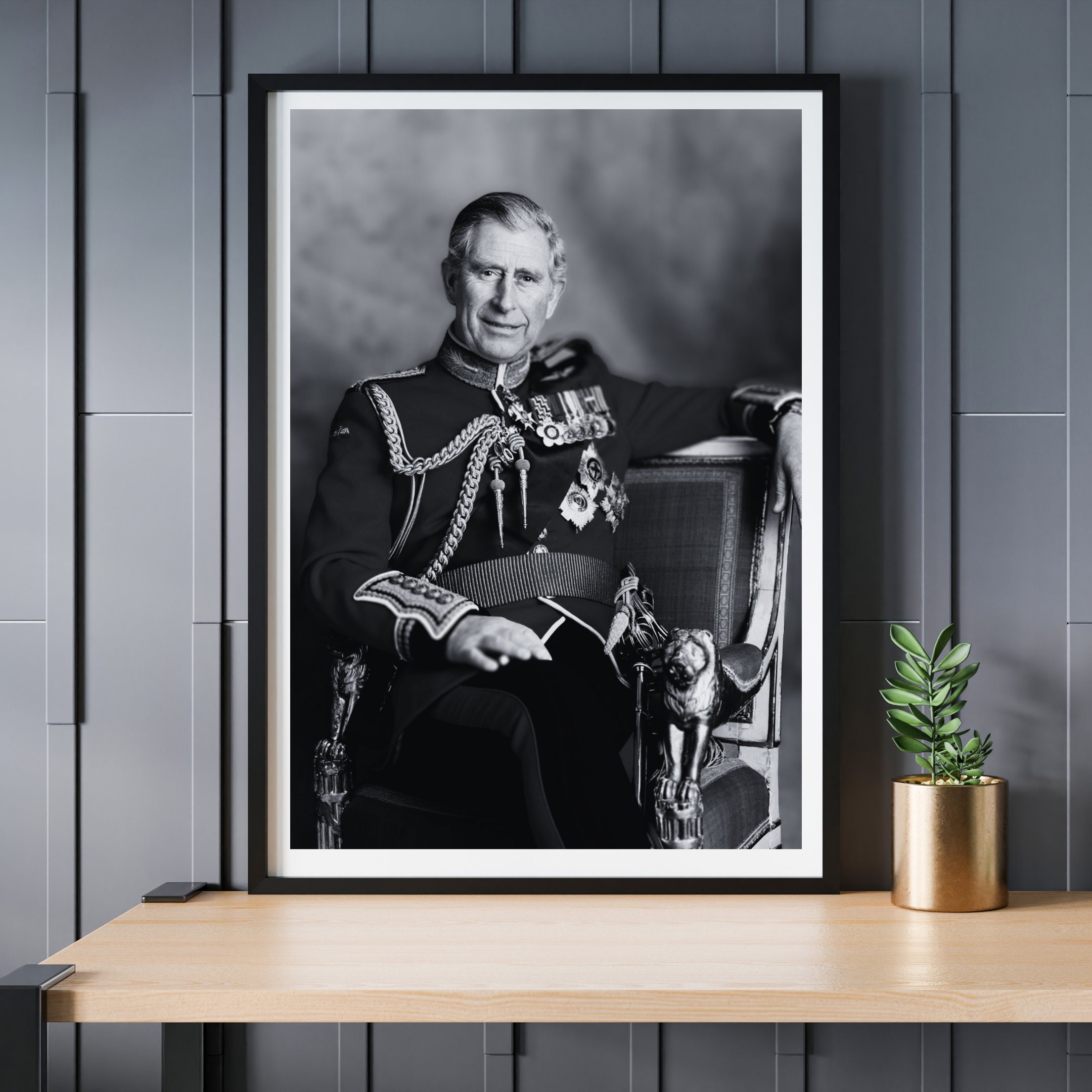 King Charles III Portrait Print Poster Engraved Style Black Etsy UK
