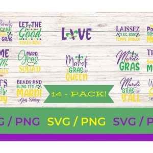 Mardi Gras - SVG - PNG 14 pack bundle