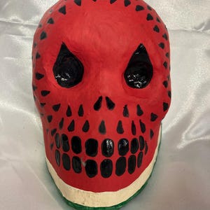 Calaveras - Sandia - Mini masque, Jour des morts, Dia De los Muertos, crâne en sucre, bizarreries, décoration, art horrifique, halloween, art en papier mâché