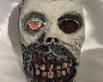Zombies - Hank - Mini máscara, Halloween, decoración de pared, calavera, escultura, arte de terror, sangriento, aterrador, espeluznante, zombies, rareza