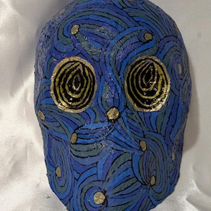 Calaveras - Mora Azul - Mini masque, Halloween, jour des morts, décoration murale, tête de mort, bizarrerie, effrayant, art horrifique, art en papier mâché
