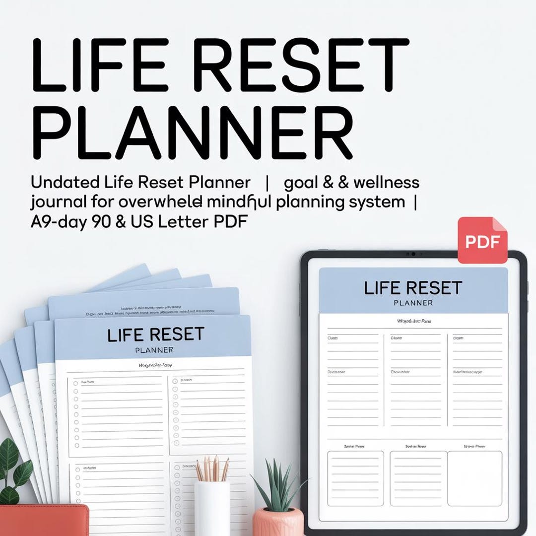 Life Reset Planner Printable PDF | 60+ Pages for Intentional Living ...
