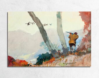 Vintage Duck Hunting Watercolor Print by Roy Martell Mason