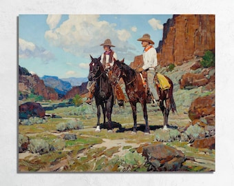 Wyoming Cattlemen Print: Vintage Cowboy Painting by Frank Tenney Johnson