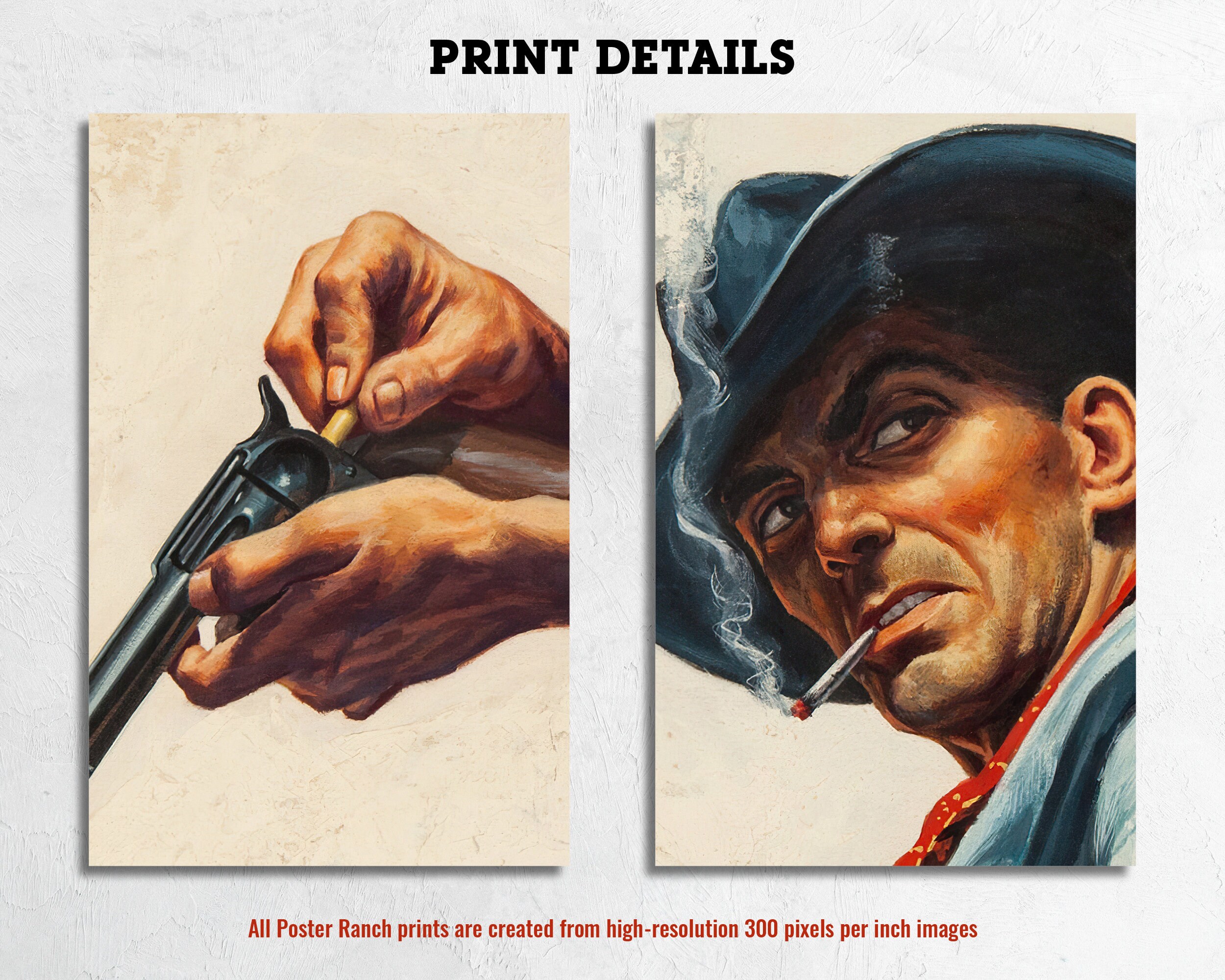 Cowboy Gunfight Art Print: Vintage Western Pulp Cover by Victor
