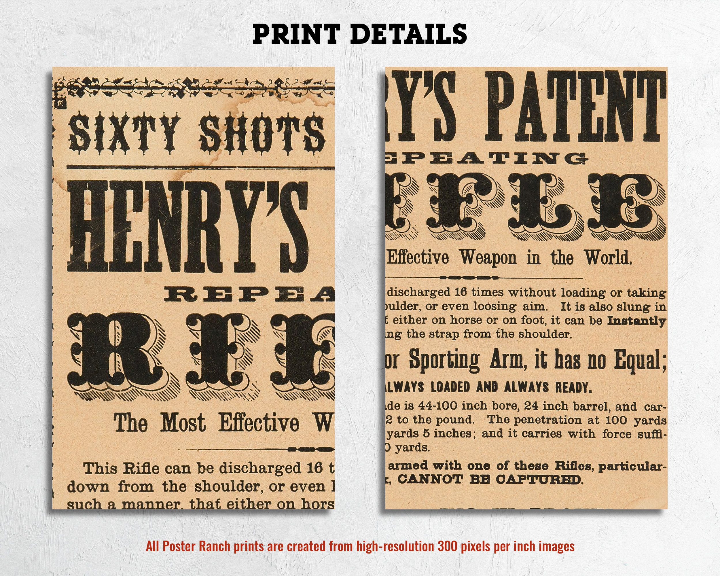 Henry Rifles Advertisements 1860 Henry Repeating Rifle Patent Ad Print, Vintage Winchester Gun ...