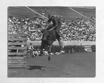 Vintage Rodeo Bull Rider Photo by Richard Olson, Cowboy Bull Riding, Vintage Western Rodeo Cowboy Photo Fine Art Poster or Canvas Print