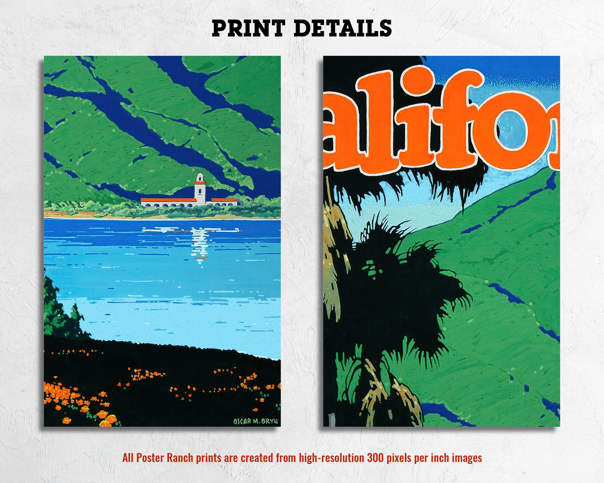 1940s California Travel Poster: Vintage Mission, Beach & Mountains