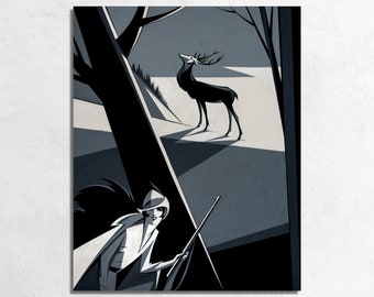 Vintage Stag Hunting Art Deco Poster: Woman Hunter, Charles Verschuuren