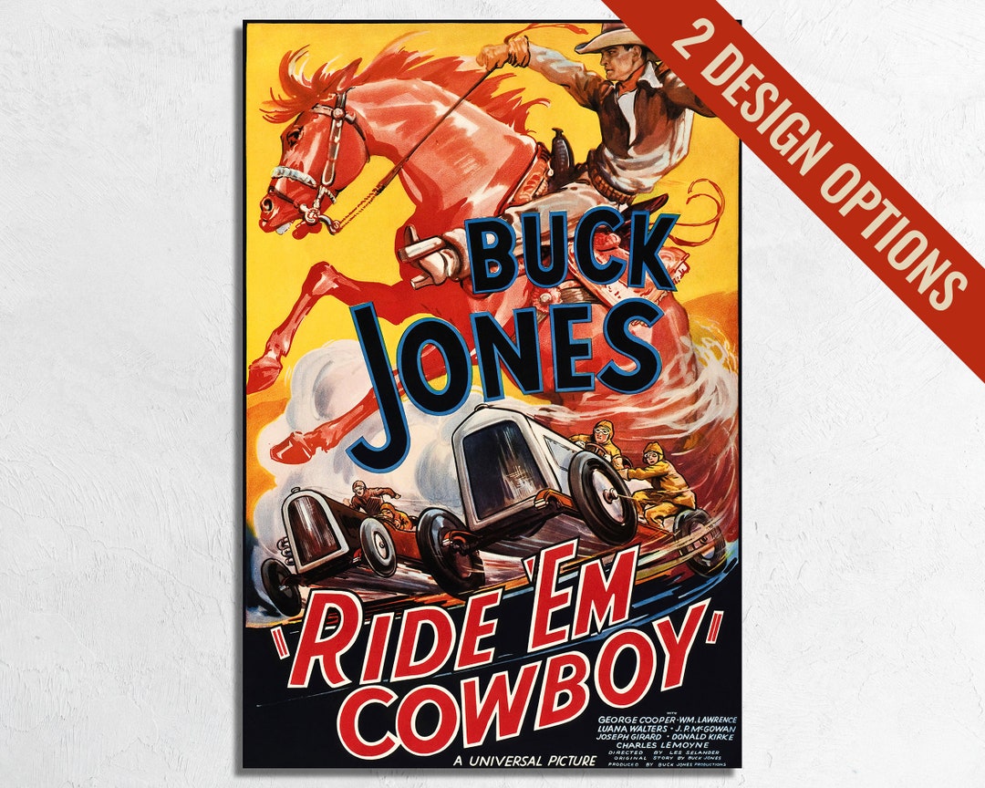 Ride Em Cowboy 1936 Movie Poster Print, Cowboy and Automobile Racing