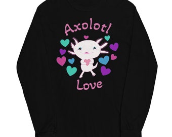 Axolotl, Adult Long Sleeve Shirt, Axolotl Love, Adorable Axolotl, Cute Axolotl, Adorable Salamander, Cute Salamander, Animal, Amphibian