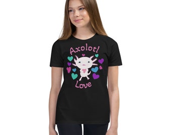 Axolotl, Youth Short Sleeve T-Shirt, Axolotl Love, Adorable Axolotl, Cute Axolotl, Adorable Salamander, Cute Salamander, Animal, Amphibian