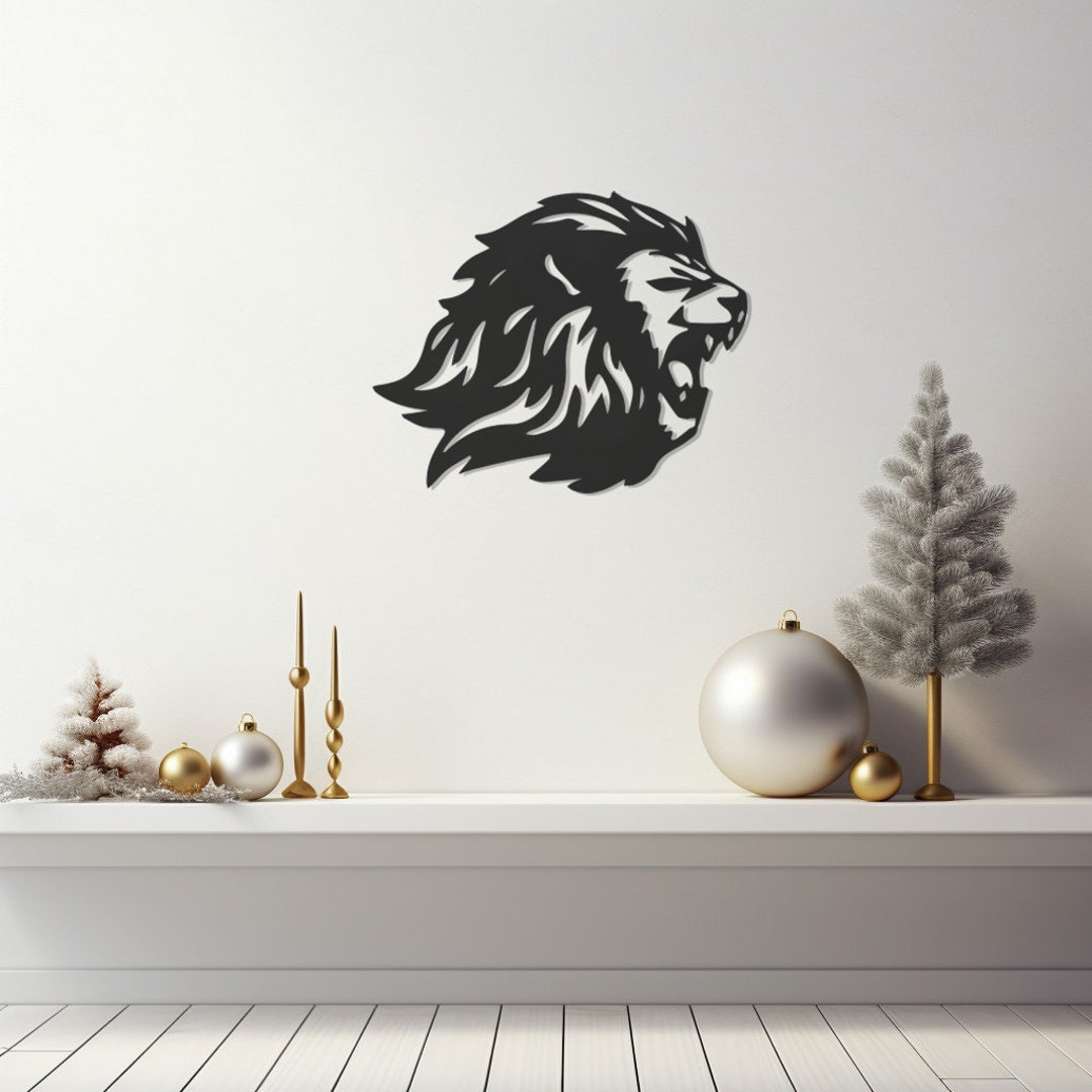 Animal Design Lion Model, Wild Life Theme Metal Wall Art, Majestic Lion Wall Decor, Safari