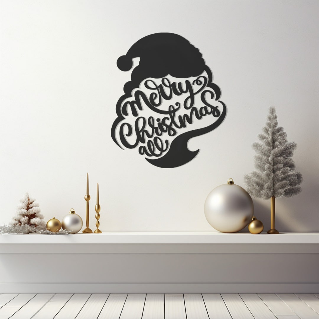 Merry Christmas Metal Wall Art for Holiday Decor, Seasonal Wall Accent