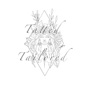 Florale Frau Tattoo Schablone