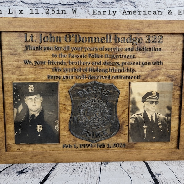 Customizable police officer law enforcement memorial plaque with photos