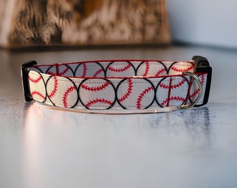 Dog Collar, Baseball Dog Collar, Adjustable Dog Collar, Medium & Large, - Take Me Out to the Ballgame! Sports