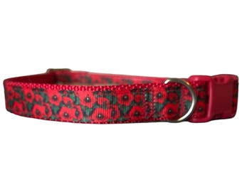 Poppy, Dog Collar, Adjustable, Quick Release - Poppies, Red, Floral