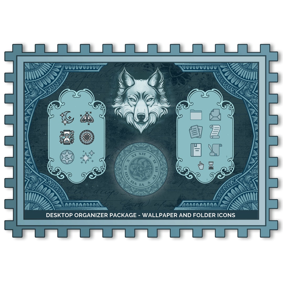 Mac PC Desktop Wallpaper Folder Icons Wolf Witch Dark Desktop Organizer ...