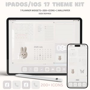 Minimalist iOS Theme Kit | White Desk Aesthetic App Icons | iPhone & iPad Wallpapers | Notability Digital Planner Widgets | iOS Theme Pack