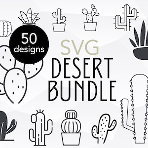 Suculento paquete SVG - ¡50 DISEÑOS! / Cactus Desert archivos SVG