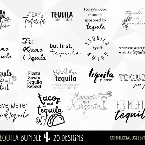 Tequila SVG Bundle - 20 Designs! | Party SVG, Fiesta SVG, Bachelorette Fiesta svg, Cinco de Mayo svg, Cut files for Cricut