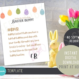 Letter from Easter Bunny | Customizable Easter Bunny Letter | Easter Bunny Letter Template | Instant Download Print at Home
