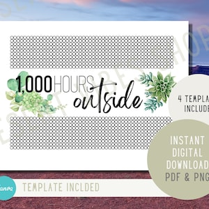 1000 Hours Outside Tracker Template - Digital Outdoor Activity Tracker - Customizable PDF, PNG, Canva - Instant Download