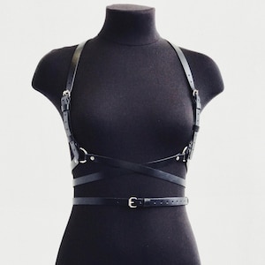 Plus Size Leather Harness for Women – Adjustable Body Cage – Festival Rave Outfit – Gothic Strap Bra – Fetish Lingerie Harness