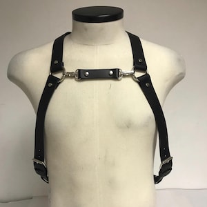 Men’s Leather Transformer Harness – Black Adjustable Plus Size Harness – Festival Accessory – Bondage Goth Chest Harness for Him