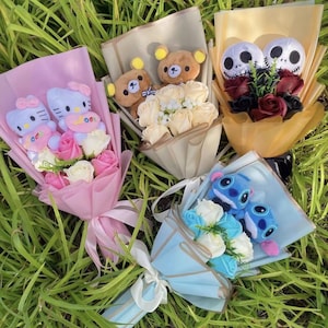 Disney Dreams Plush Bouquet – Stitch, Hello Kitty & Rilakkuma Floral Arrangement