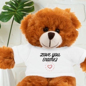 Personalised 8Inch Stuffed Animals with TeeTeddy Bear, Special Occasion Valentines Day Birthday Xmas Valentine Gift